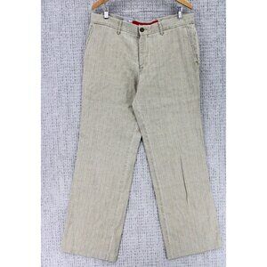 Alberto Pants Mens Size 34x34 Brown Striped Stretch Comfortable Flat Front NWT